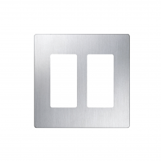 Placa de pared 2 espacios, diseño metálico,  para atenuador (dimmer), switch ó control remoto PICO inalámbrico.
