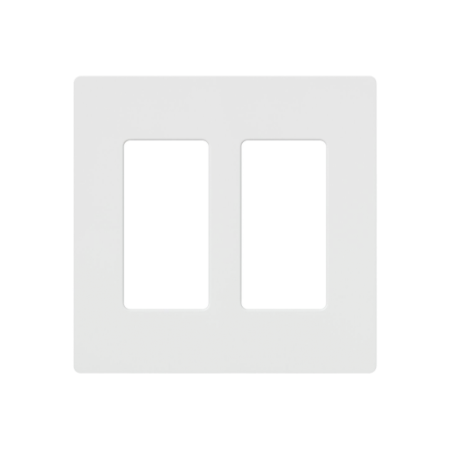 Placa de pared 2 espacios color blanco, para atenuador (dimmer), switch ó control remoto PICO inalámbrico.