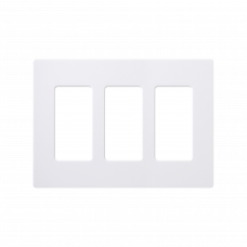 Placa de pared 3 espacios, color blanco, para atenuador (dimmer), switch ó control remoto PICO inalámbrico.