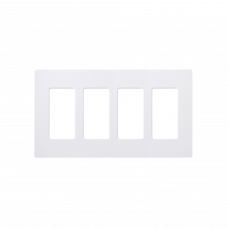 Placa de pared 4 espacios, color blanco, para atenuador (dimmer), switch ó control remoto PICO inalámbrico