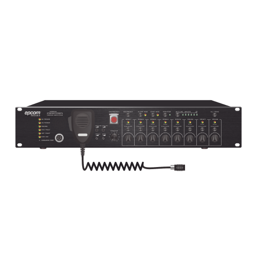 Controlador de Evacuación de 8 Zonas, 500W de Potencia, 2 Salidas, Indicador LED y Volumen Independiente para cada Zona, 6 Entradas de Audio, 24VCD
