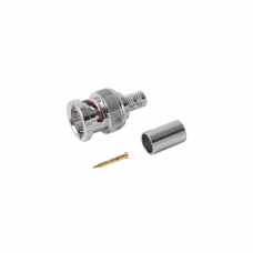 Conector BNC para cable RG-59/U, de 3 piezas; contacto central soldable y de anillo plegable. 27 mm, anillo 13 mm
