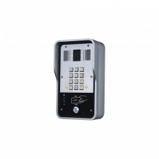 Portero IP  2 lineas SIP con relevador integrado y lector RFID para acceso por clave numérica, tarjeta o llamada remota, PoE
