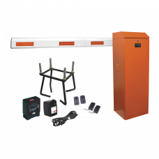 Kit COMPLETO Barrera Izquierda XB NARANJA / Brazo telescópico 3.6 ~ 5.5 M / Incluye Sensor de masa, Transformador, Lazo, Ancla, Fotoceldas y 2 Controles Inalámbricos