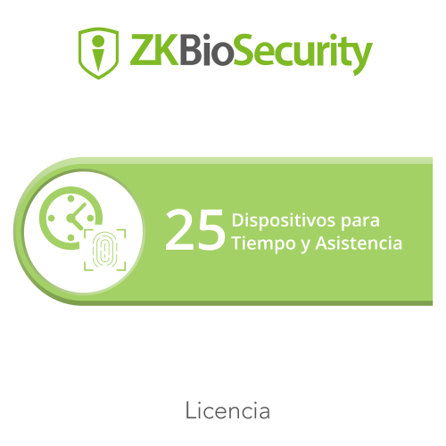 Licencia para ZKBiosecurity permite gestionar hasta 25 dispositivos para tiempo y asistencia
