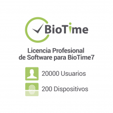 Licencia Profesional de software para BioTime7 / 200 dispositivos / 20,000 empleados / Licencia vitalicia