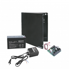 Kit con fuente ELK Products ( ELK624 ) con salida de 12 Vcd a 1 Amper, incluye transformador y batería de 7 Amper