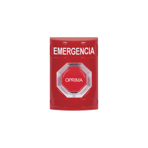Botón de Emergencia en Espańol,  Color Rojo, Acción Mantenida, Girar para Restablecer y LED Multicolor
