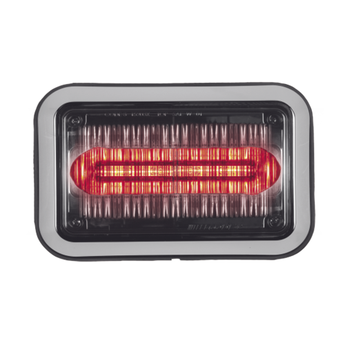 Luz perimetral LED PriZm ? II de 4x6 con bisel, lente transparente y color REF8, rojo