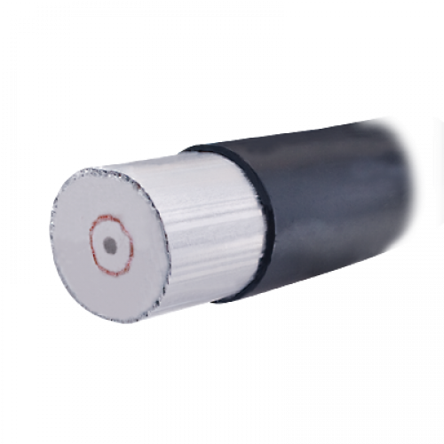 Cable coaxial (impedancia 50 Ohms). Aislamiento Espuma dieléctrica de baja densidad, diámetro exterior 27.7 mm.