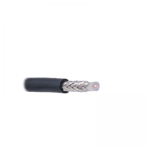 Cable con blindaje de malla trenzada de cobre estañado 95%, aislante de polietileno sólido.