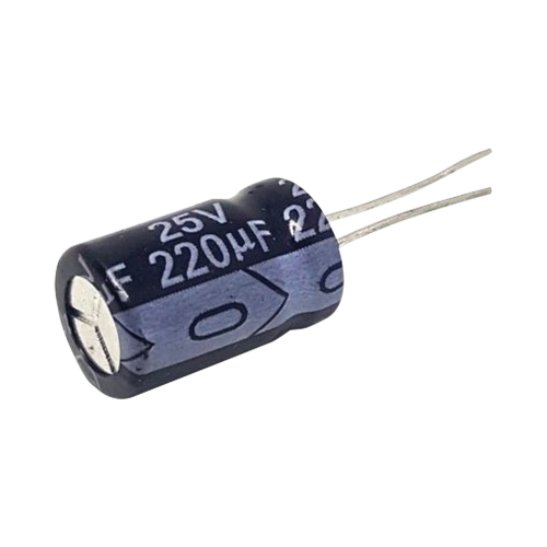 Capacitor Electrolítico de Aluminio de 220 µFd a 25 Vcd.