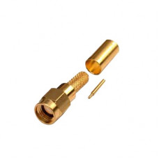 Conector SMA Macho de anillo plegable para cable RG-58/U, Oro/Oro/Teflón.