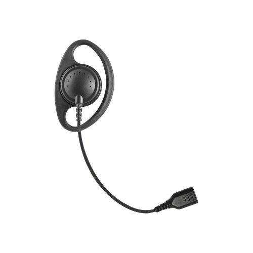 Auriculares con aro en forma de D con cable de fibra trenzada y conector SNAP. Requiere micrófono de solapa de 1 o 2 hilos de la Serie SNAP.