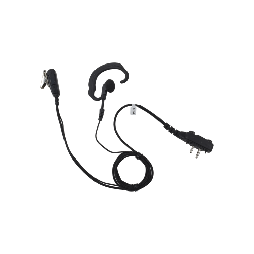 Micrófono de solapa con gancho suave para la oreja y fibra trenzada para puerto de accesorios Icom de 2 pines con tornillos