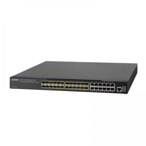 Switch Core Capa 3 de 24 Puertos 100/1000X SFP con 12 Puertos 10/100/1000 Mbps Compartidos + 4 Puertos 10G