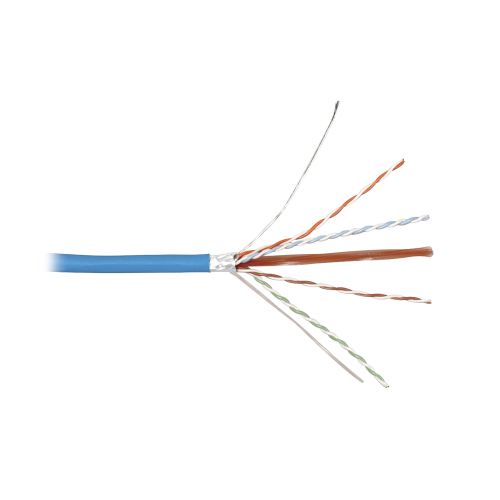 Bobina de Cable Blindado F/UTP de 4 Pares, ZMAX, Cat6A, Soporte de Aplicaciones 10GBase-T, CMR (Riser), Color Azul, 305m