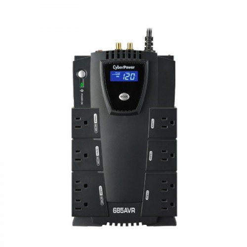 UPS 685VA / 390W, Pantalla LCD inteligente, regulador de voltaje (AVR), 8 contactos, compacto, Tel/Red/Coax, No-Break con regulador, 3 años