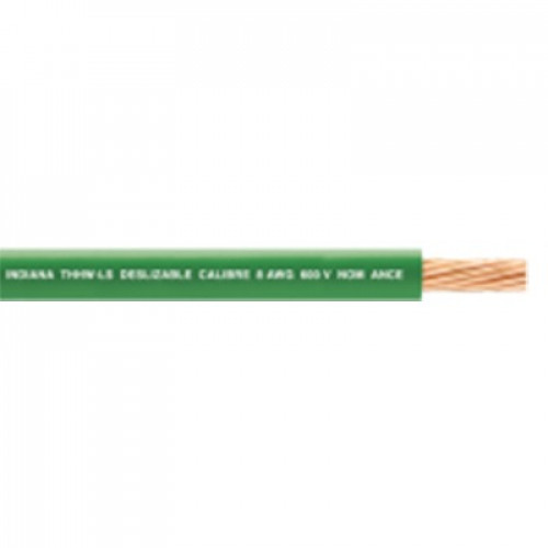 Cable 8 awg  color verde,Conductor de cobre suave cableado. Aislamiento de PVC, autoextinguible. BOBINA 100 MTS